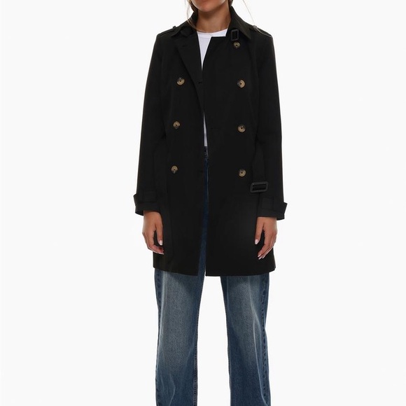 Lefties Classic Black Trench Coat - Picture 2 of 6